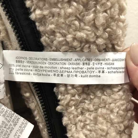 Zara Woman Cream Faux Shearling with Sheep Leather Accents Coat - Picture 5 of 10